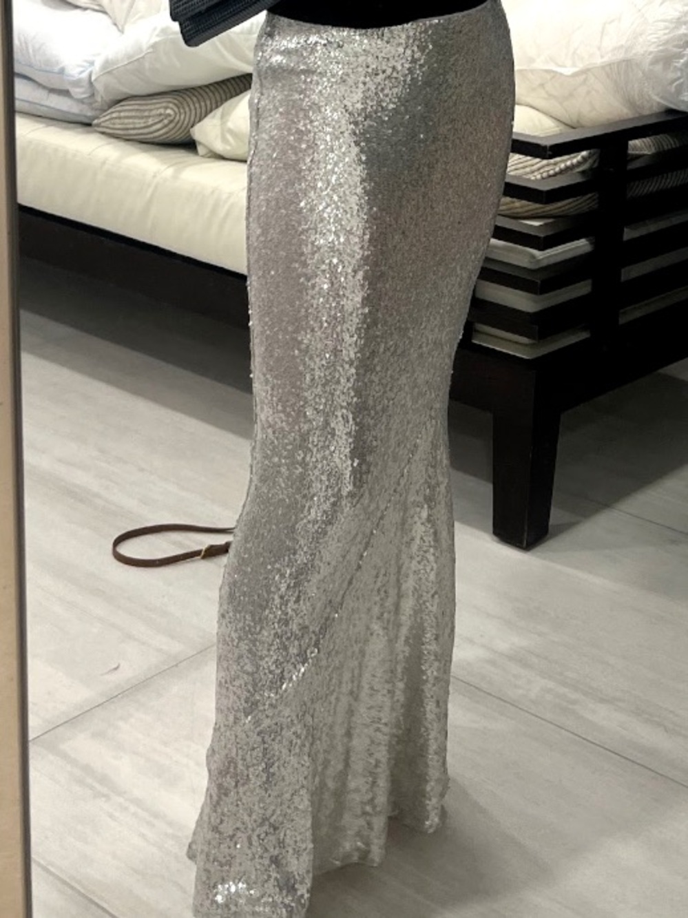 H&M Silver Sequin Maxi Skirt - Sleek Evening Silhouette
